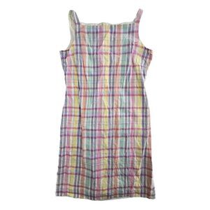 Lauren Ralph Lauren Dress Women Size 8 Pink Rainbow Plaid Pastel Sleeveless